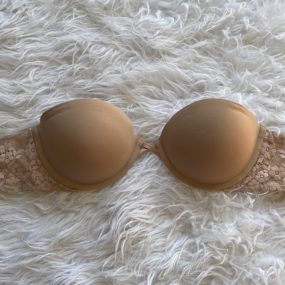 Aerie | Nude With Lace Push Up Strapless Bra